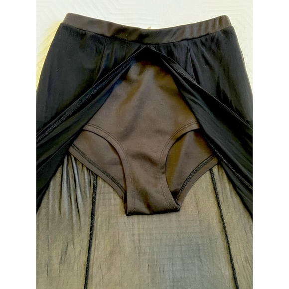 Silence + Noise (Urban Outfitters) -medium black sheer open split skirt w/bottom - Picture 10 of 11